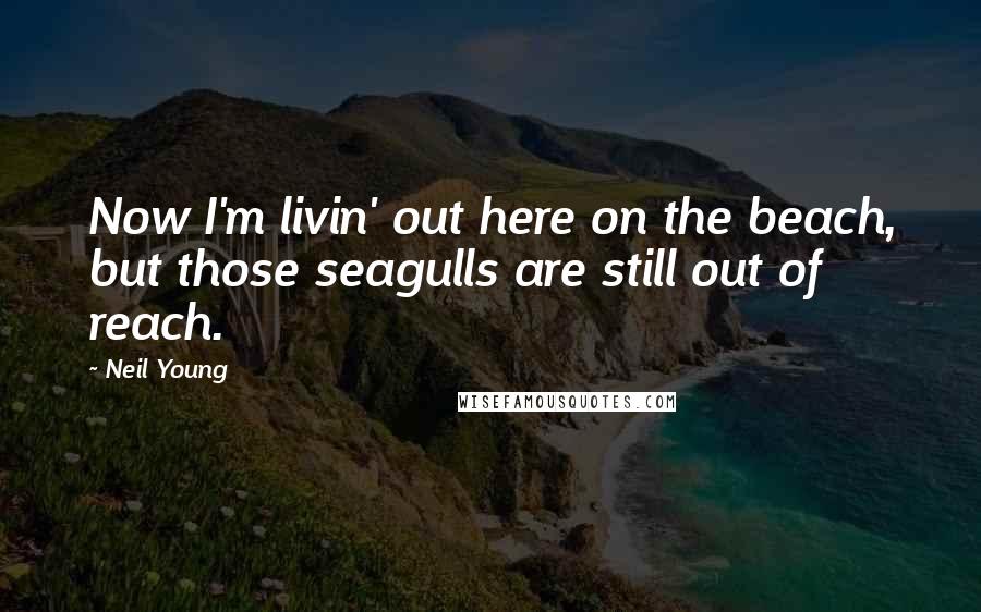 Neil Young quotes: Now I'm livin' out here on the beach, but those seagulls are still out of reach.