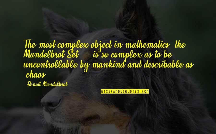 Neiman Williams Quotes By Benoit Mandelbrot: The most complex object in mathematics, the Mandelbrot Neiman Williams Quotes By Benoit Mandelbrot: The most complex object in mathematics, the Mandelbrot