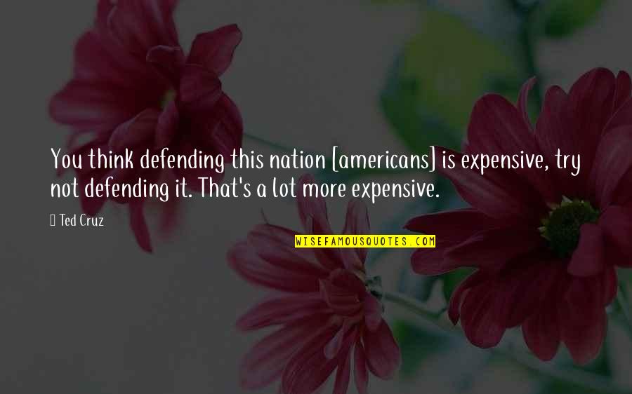 Nekstapp Quotes By Ted Cruz: You think defending this nation [americans] is expensive,