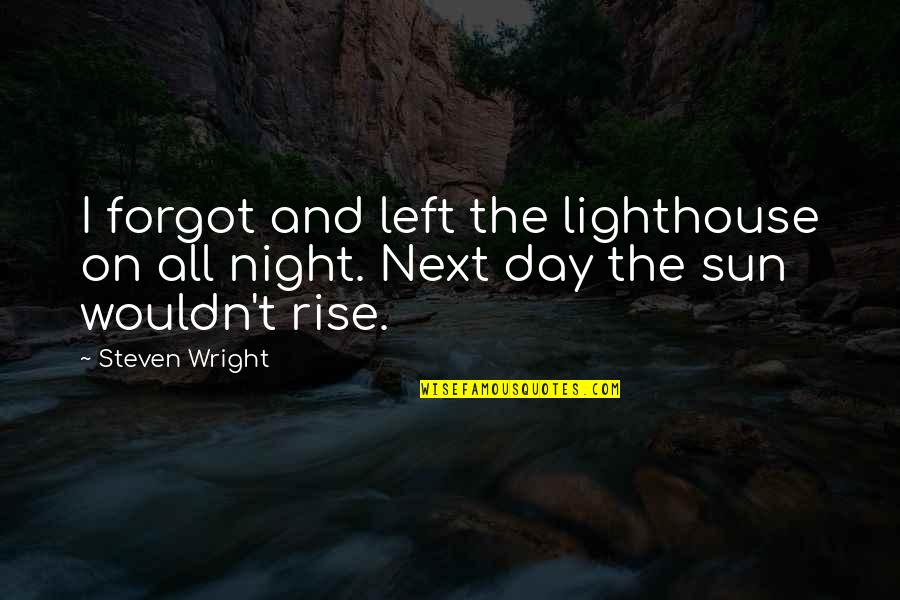 Nelles Bronze Quotes By Steven Wright: I forgot and left the lighthouse on all