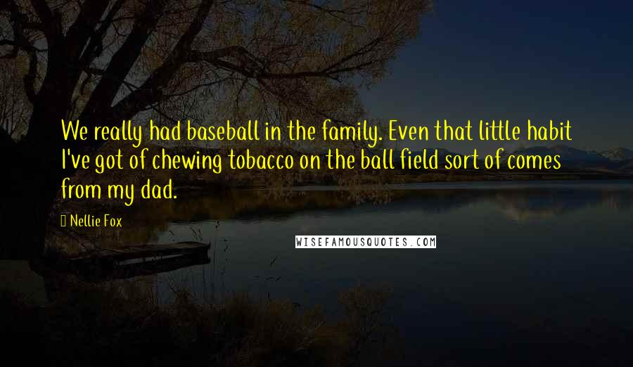 Nellie Fox quotes: We really had baseball in the family. Even that little habit I've got of chewing tobacco on the ball field sort of comes from my dad.