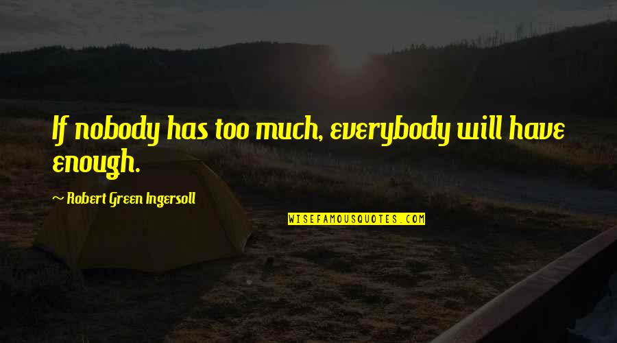 Nelson Henderson Quotes By Robert Green Ingersoll: If nobody has too much, everybody will have