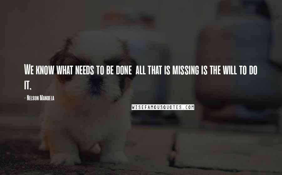 Nelson Mandela quotes: We know what needs to be done all that is missing is the will to do it,