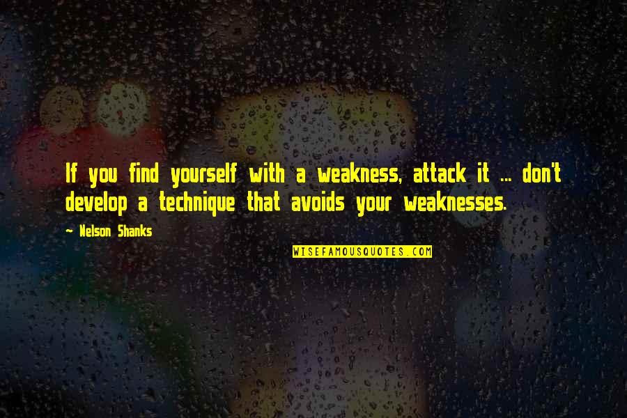 Nelson Shanks Quotes By Nelson Shanks: If you find yourself with a weakness, attack