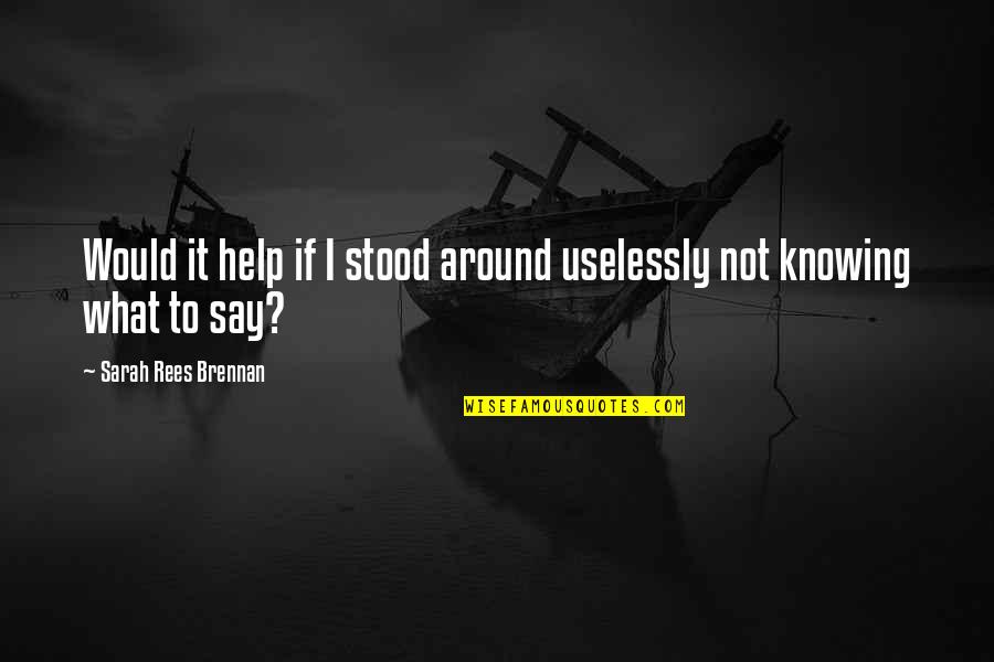 Nemesis The Warlock Quotes By Sarah Rees Brennan: Would it help if I stood around uselessly Nemesis The Warlock Quotes By Sarah Rees Brennan: Would it help if I stood around uselessly