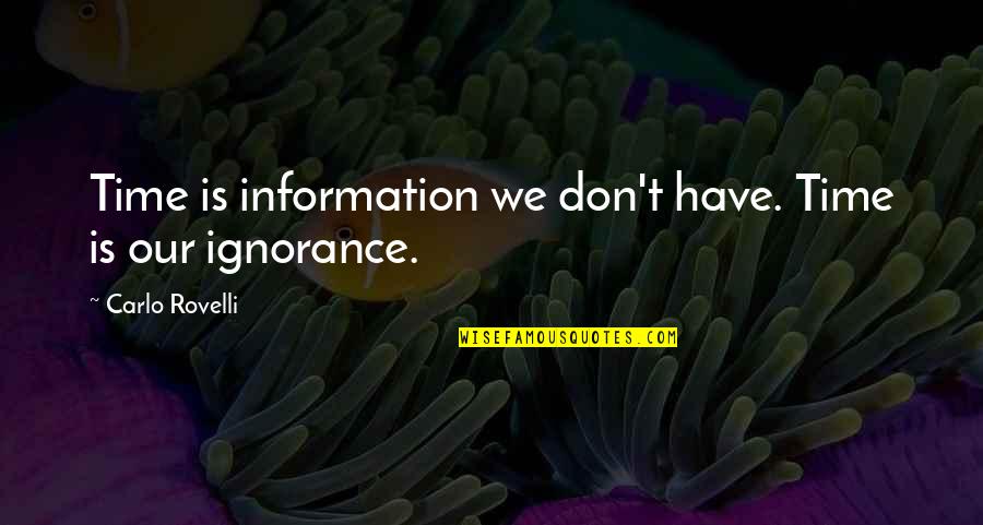 Nemitz Family Chiropractic Quotes By Carlo Rovelli: Time is information we don't have. Time is