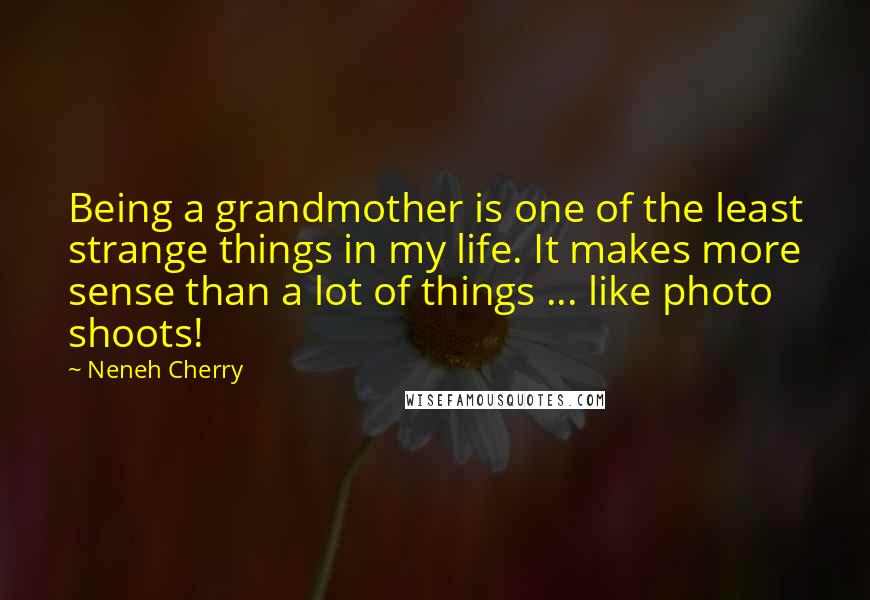 Neneh Cherry quotes: Being a grandmother is one of the least strange things in my life. It makes more sense than a lot of things ... like photo shoots!