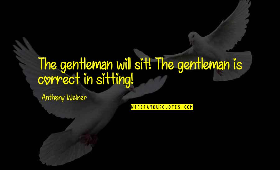 Nennig Baseball Quotes By Anthony Weiner: The gentleman will sit! The gentleman is correct