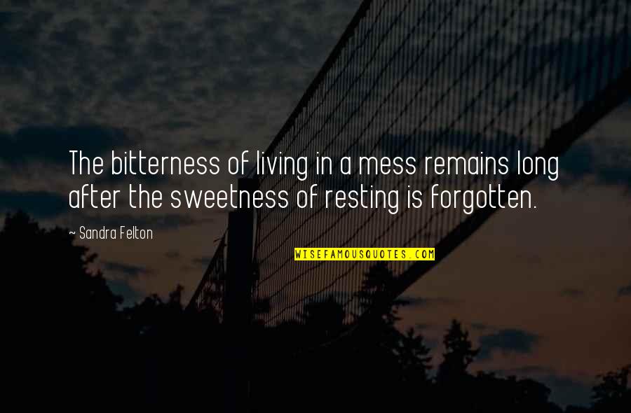 Neorealismo Espanol Quotes By Sandra Felton: The bitterness of living in a mess remains