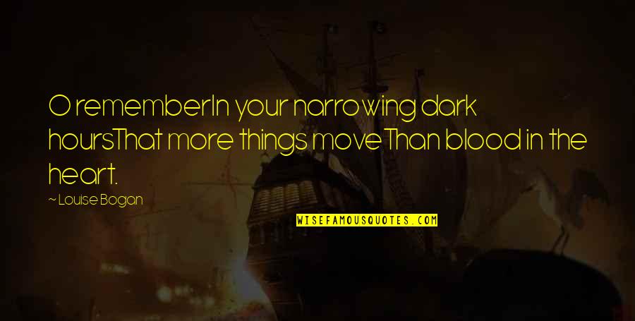 Nephesh Chayah Quotes By Louise Bogan: O rememberIn your narrowing dark hoursThat more things