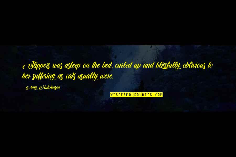 Nephtalie Sagesse Quotes By Amy Hutchinson: Slippers was asleep on the bed, curled up Nephtalie Sagesse Quotes By Amy Hutchinson: Slippers was asleep on the bed, curled up