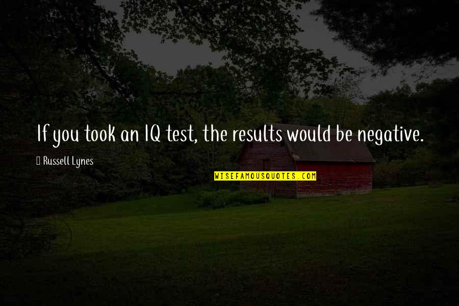 Neptaly Castro Quotes By Russell Lynes: If you took an IQ test, the results