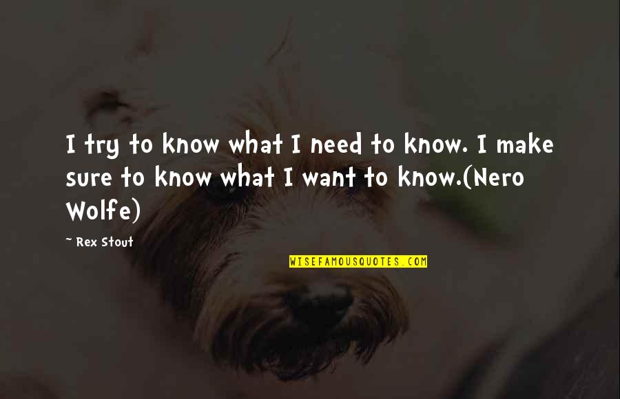 Nero Wolfe Quotes By Rex Stout: I try to know what I need to