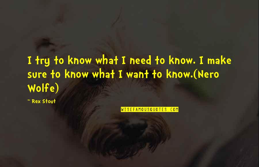 Nero's Quotes By Rex Stout: I try to know what I need to