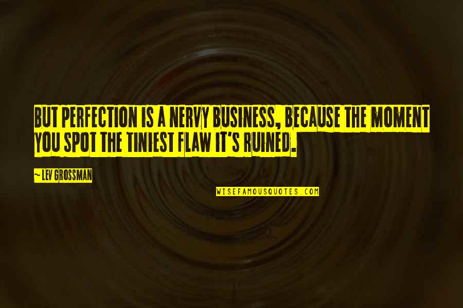 Nervy Quotes By Lev Grossman: But perfection is a nervy business, because the Nervy Quotes By Lev Grossman: But perfection is a nervy business, because the