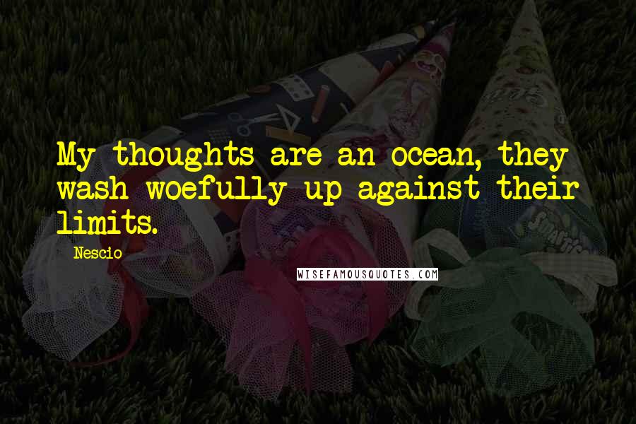 Nescio quotes: My thoughts are an ocean, they wash woefully up against their limits.