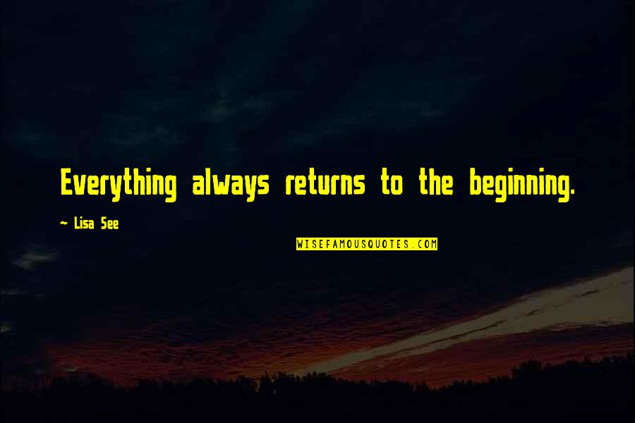 Nesemeier Quotes By Lisa See: Everything always returns to the beginning.