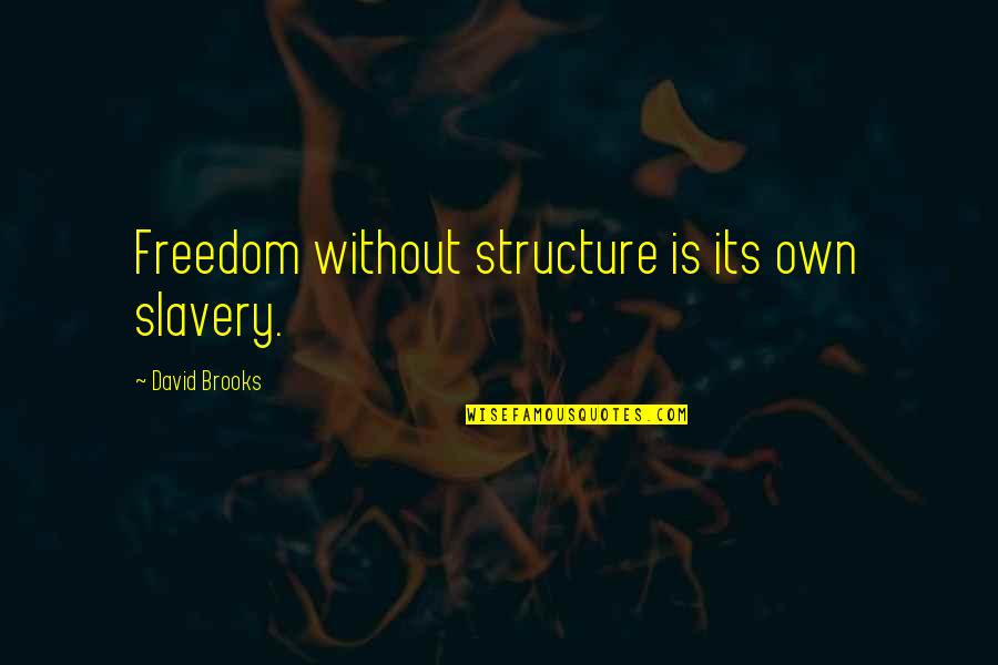 Nessa Preppy Quotes By David Brooks: Freedom without structure is its own slavery.