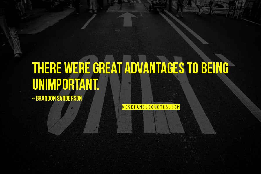 Nesson Cable Engineering Quotes By Brandon Sanderson: There were great advantages to being unimportant. Nesson Cable Engineering Quotes By Brandon Sanderson: There were great advantages to being unimportant.