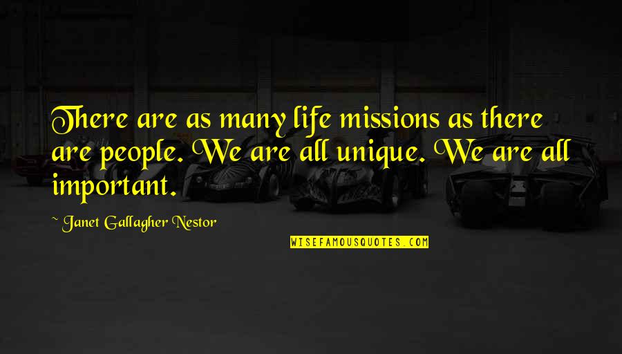 Nestor Quotes By Janet Gallagher Nestor: There are as many life missions as there