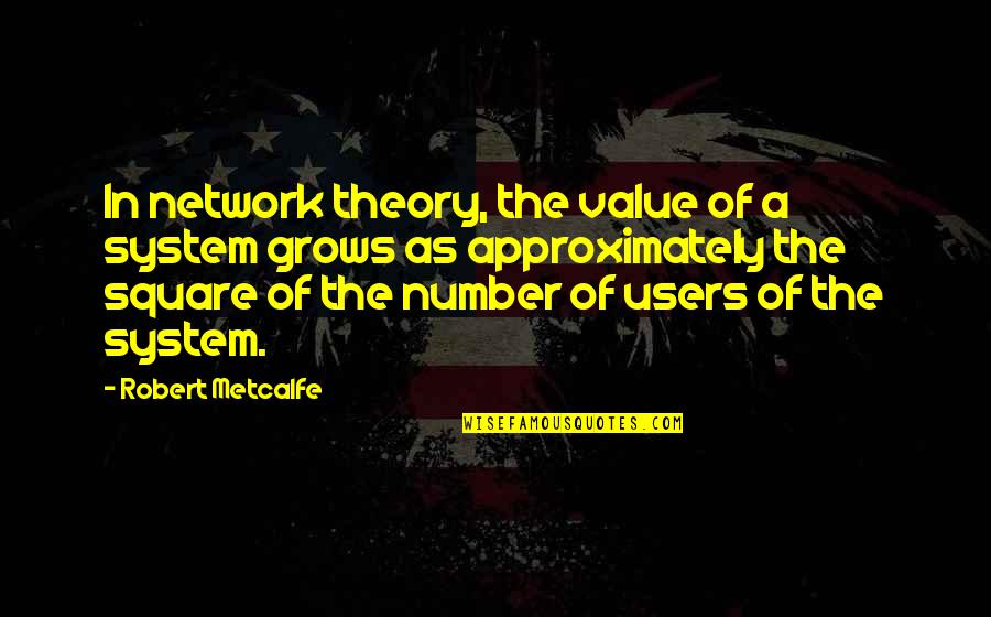 Network Theory Quotes By Robert Metcalfe: In network theory, the value of a system