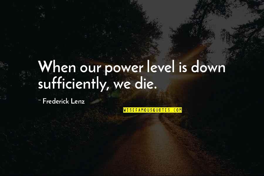 Neudeck Ob Quotes By Frederick Lenz: When our power level is down sufficiently, we