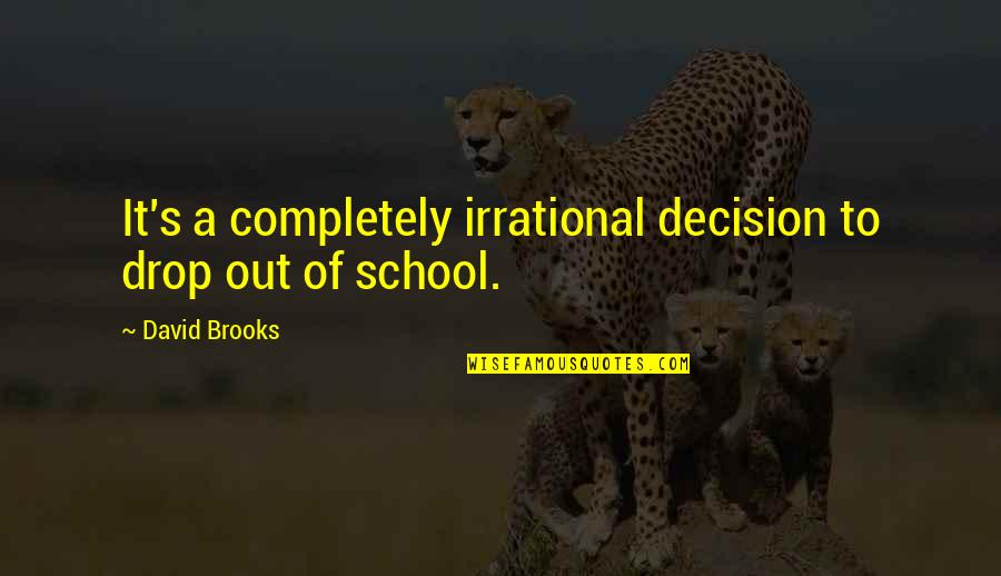 Neurosurgeon Quotes By David Brooks: It's a completely irrational decision to drop out