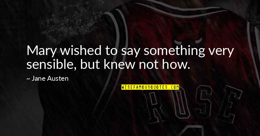 Neuspeh U Quotes By Jane Austen: Mary wished to say something very sensible, but