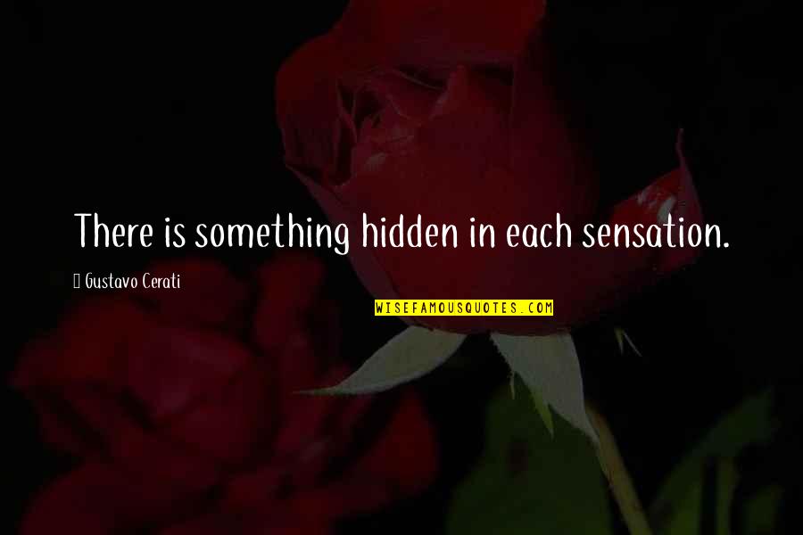 Neutral Mind Quotes By Gustavo Cerati: There is something hidden in each sensation. Neutral Mind Quotes By Gustavo Cerati: There is something hidden in each sensation.