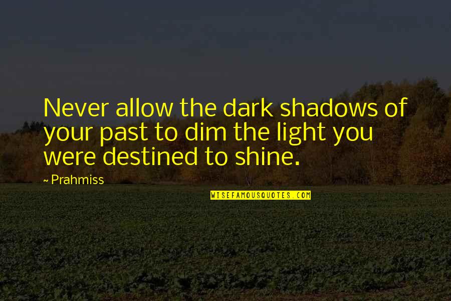 Never Allow Quotes By Prahmiss: Never allow the dark shadows of your past