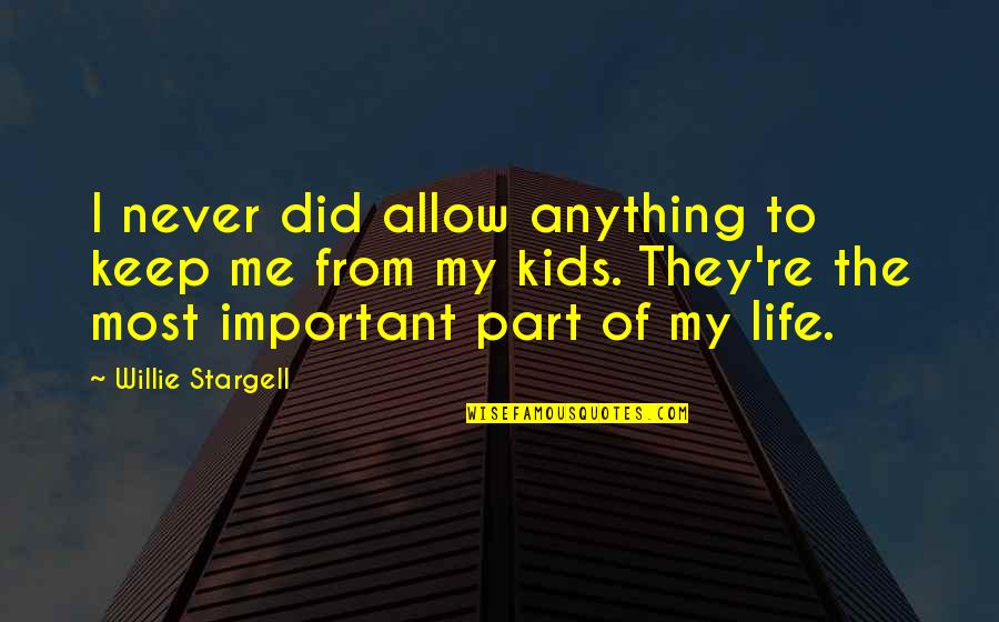 Never Allow Quotes By Willie Stargell: I never did allow anything to keep me