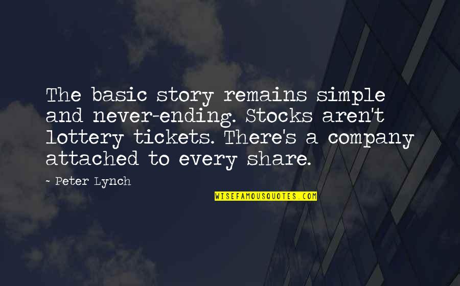 Never Attached Quotes By Peter Lynch: The basic story remains simple and never-ending. Stocks