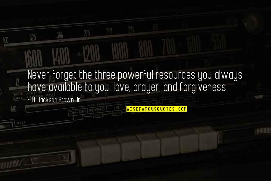 Never Available Quotes By H. Jackson Brown Jr.: Never forget the three powerful resources you always