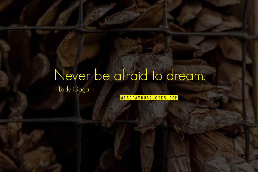 Never Be Afraid To Quotes By Lady Gaga: Never be afraid to dream.