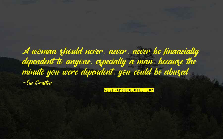 Never Be Dependent On Anyone Quotes By Sue Grafton: A woman should never, never, never be financially