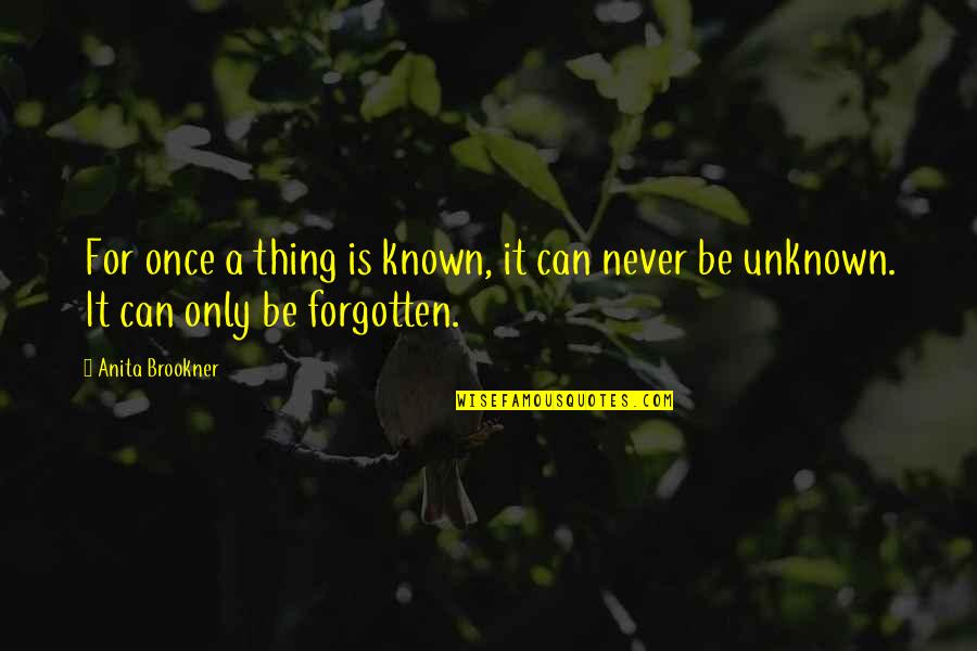 Never Be Forgotten Quotes By Anita Brookner: For once a thing is known, it can