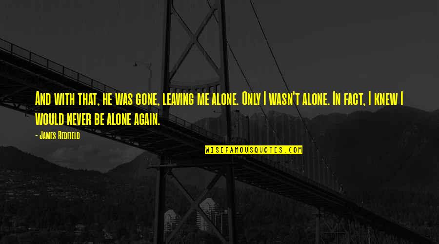 Never Be Gone Quotes By James Redfield: And with that, he was gone, leaving me