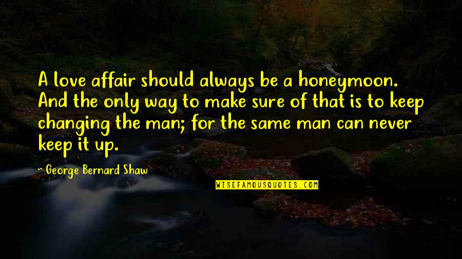 Never Be The Same Love Quotes By George Bernard Shaw: A love affair should always be a honeymoon. Never Be The Same Love Quotes By George Bernard Shaw: A love affair should always be a honeymoon.
