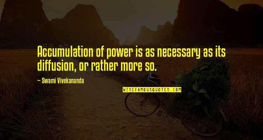 Never Being Replaced Quotes By Swami Vivekananda: Accumulation of power is as necessary as its