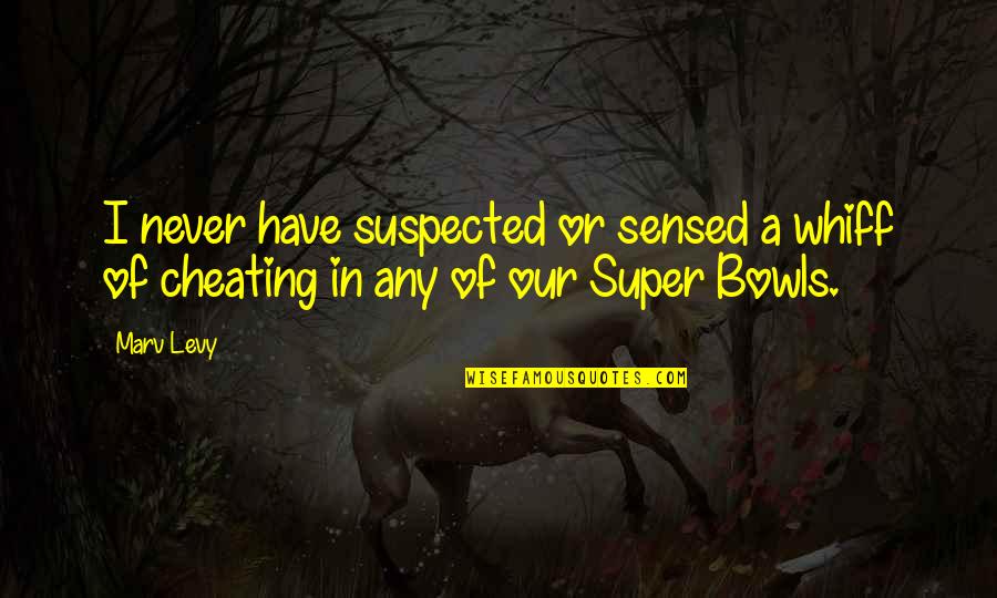 Never Cheating Quotes By Marv Levy: I never have suspected or sensed a whiff