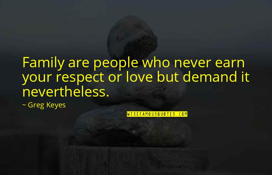 Never Demand Love Quotes By Greg Keyes: Family are people who never earn your respect