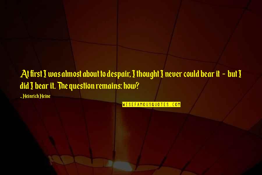 Never Despair Quotes By Heinrich Heine: At first I was almost about to despair,