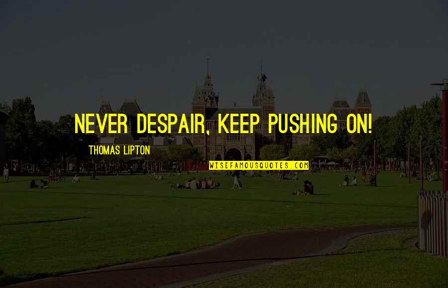 Never Despair Quotes By Thomas Lipton: Never despair, keep pushing on!