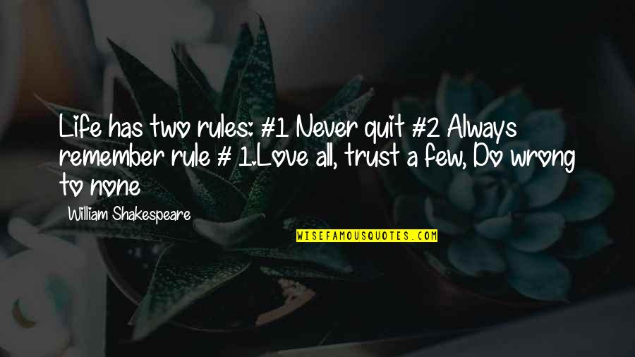 Never Do Love Quotes By William Shakespeare: Life has two rules: #1 Never quit #2