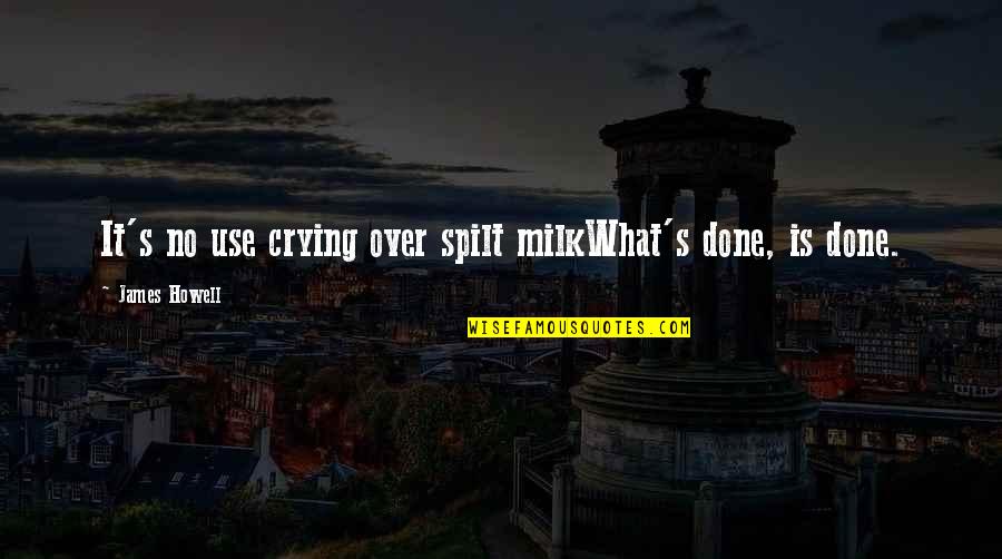 Never Ending Story Funny Quotes By James Howell: It's no use crying over spilt milkWhat's done,