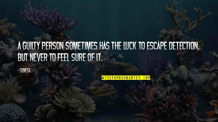 Never Escape Quotes By Seneca.: A guilty person sometimes has the luck to