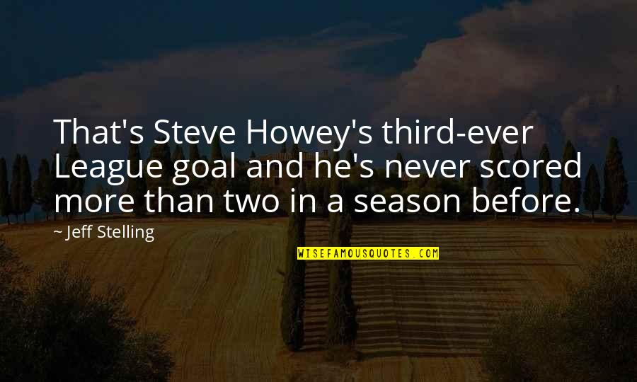Never Ever Quotes By Jeff Stelling: That's Steve Howey's third-ever League goal and he's