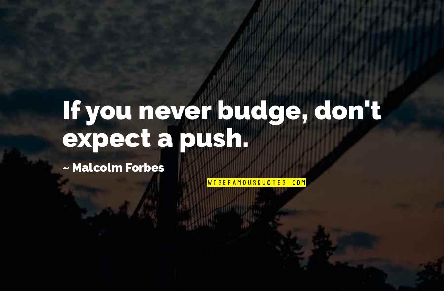 Never Expect From You Quotes By Malcolm Forbes: If you never budge, don't expect a push.