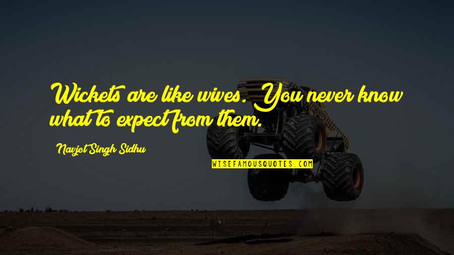 Never Expect From You Quotes By Navjot Singh Sidhu: Wickets are like wives. You never know what