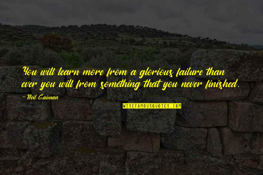 Never Failure Quotes By Neil Gaiman: You will learn more from a glorious failure